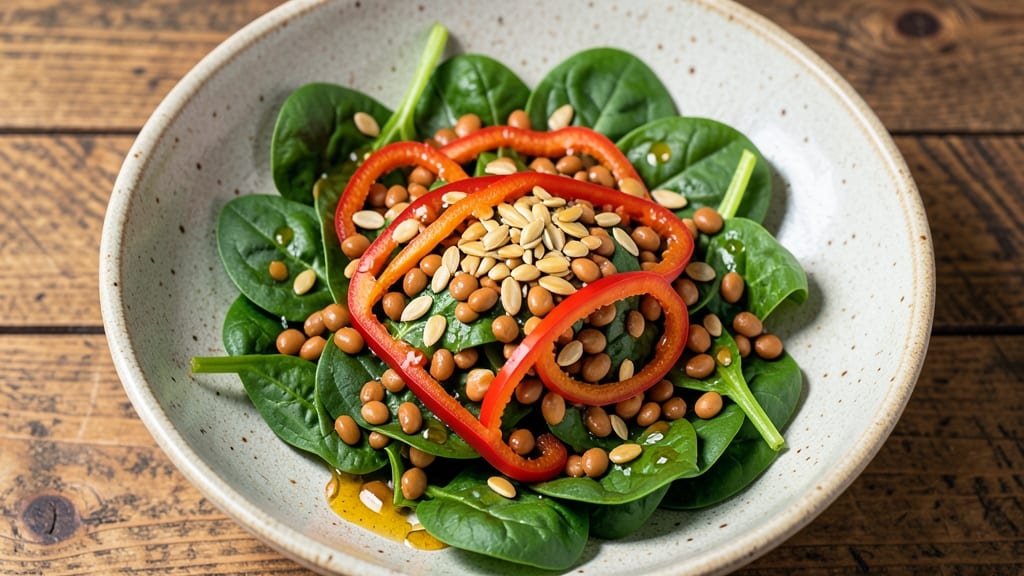 Iron-Rich Vegetarian Salad Recipe: Power-Packed Greens With Lentils and Seeds