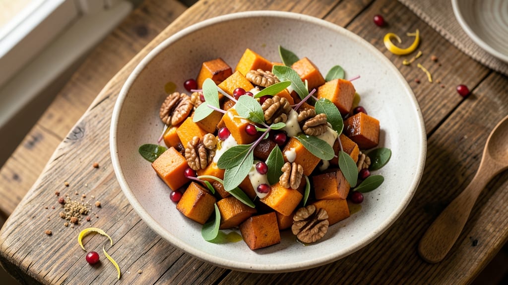Autumn Tossed Salad Recipe: Warm Butternut Squash and Crispy Sage Bites