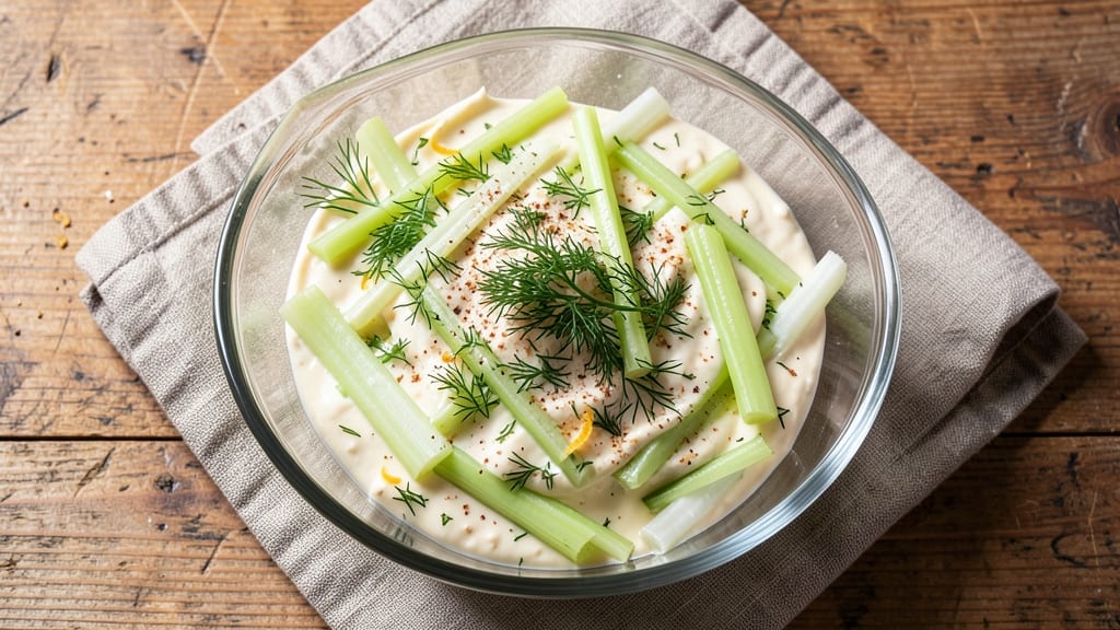Boston Salad Recipe: Crispy Celery Crowns Over Creamy Dill Dressing Bliss