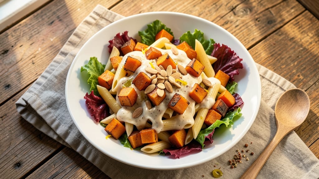 Butternut Squash Pasta Salad Recipe: Roasted Squash Meets Almond-Crusted Crunch