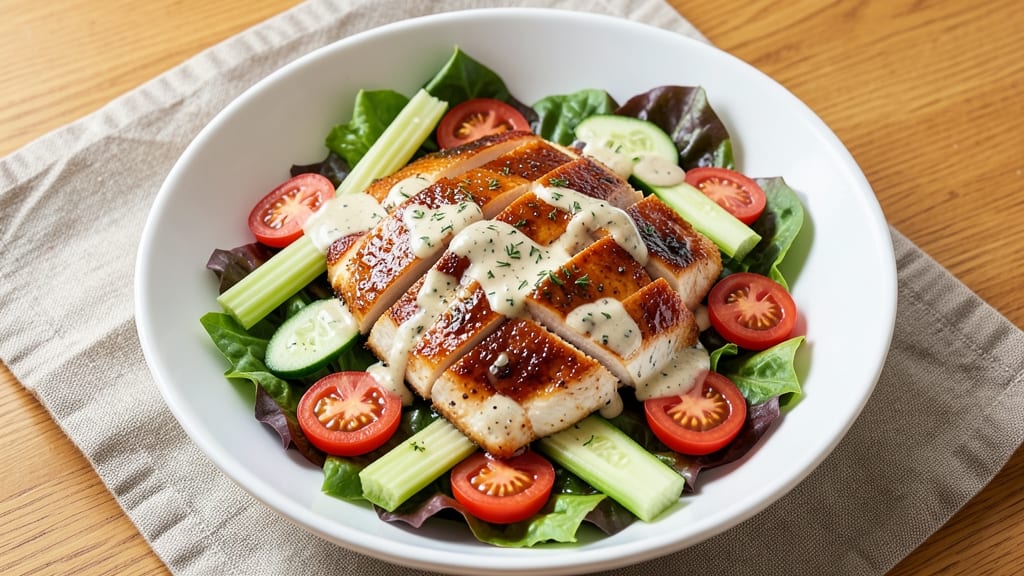 Barbecue Ranch Chicken Salad Recipe: Smoky Grilled Chicken Over Crunchy Celery Crowns