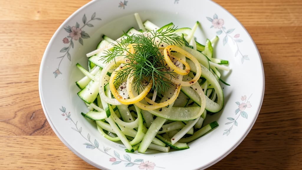 German Cucumber Salad Recipe No Sour Cream: Crisp Celery Crowns Over Zesty Dill Vinaigrette