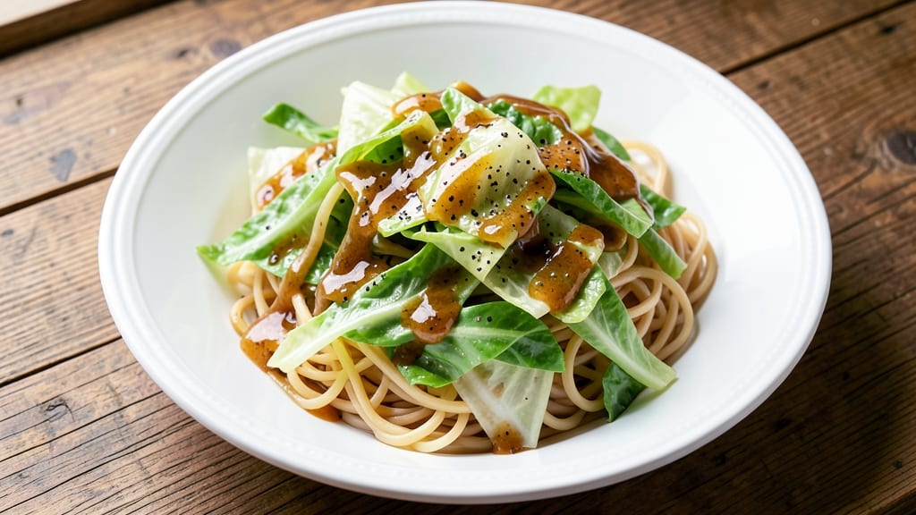 Cabbage and Noodle Salad Recipe: Crunchy Celery Crowns Over Zesty Apple Cider Vinaigrette