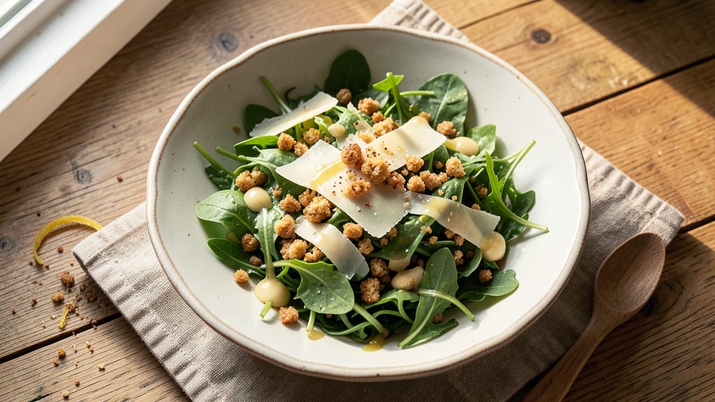 Arugula Parmesan Salad Recipe: Crispy Breadcrumbs and Bold Umami Bite