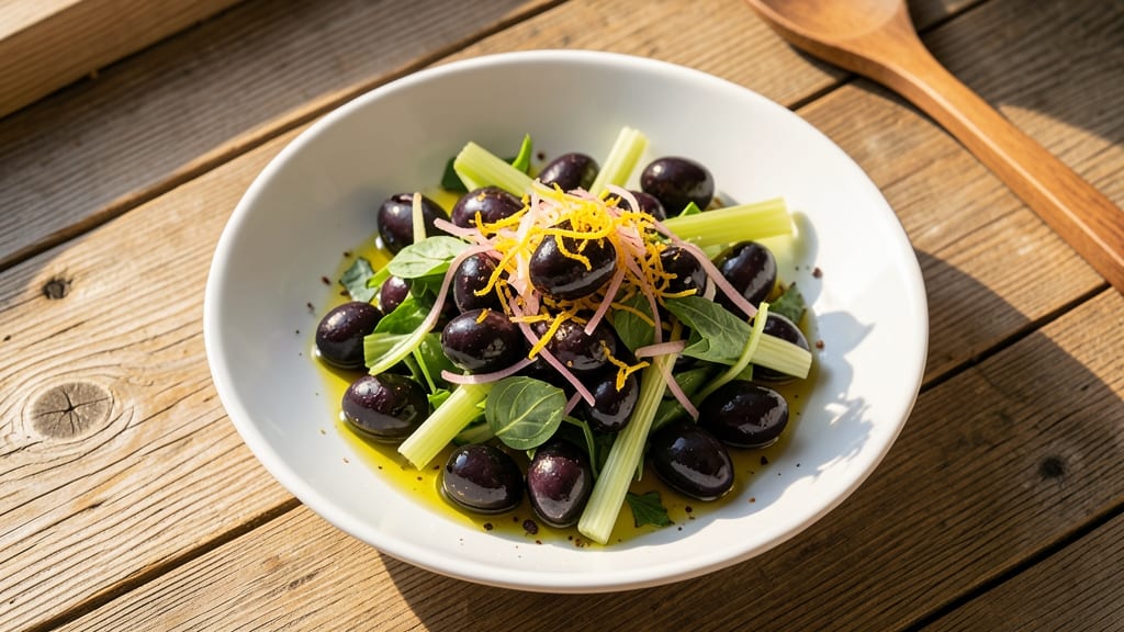 Boscoli Italian Olive Salad Recipe: Crisp Celery Crowns and Briny Kalamata Harmony