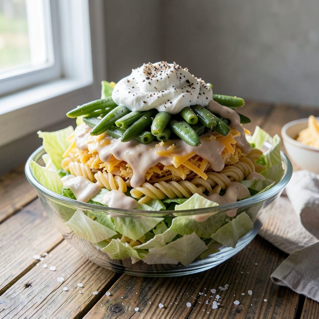 7 Layer Salad Salad Recipe: Vibrant Stack of Creamy Ranch and Crunch