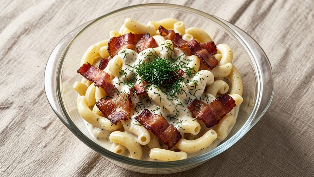 Bacon Ranch Macaroni Salad Recipe: Crispy Celery Crowns Over Smoky Creamy Ranch