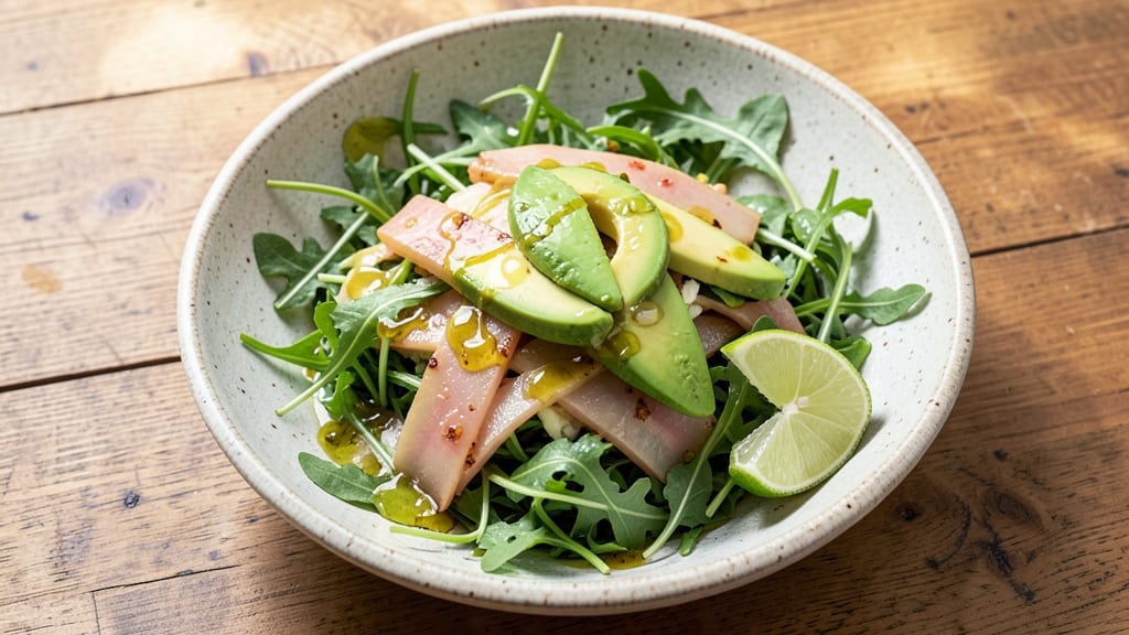 Cactus Club Rocket Salad Recipe: Crispy Celery Crowns Over Zesty Avocado-Lime Vinaigrette
