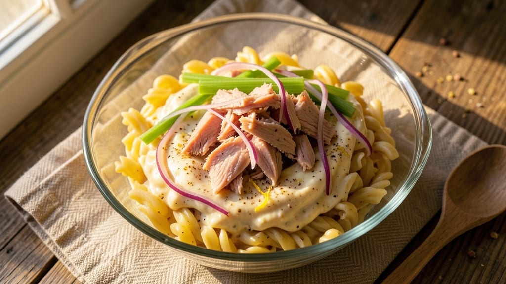 Best Tuna Pasta Salad Recipe in the World with Mayonnaise: Creamy Mayo Magic With Crispy Celery Crowns