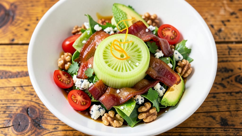 Johnny Rocco's Salad Recipe: Celery Crown Crunch Meets Smoky Tomato Velout