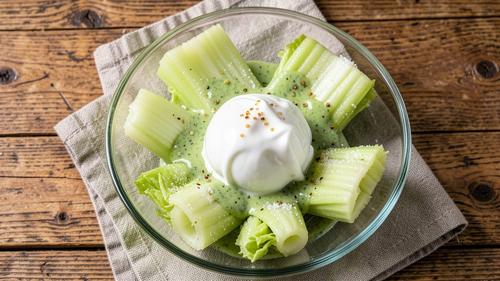 Bomb Salad Recipe: Celery Crown Crunch Over Creamy Dill Velout