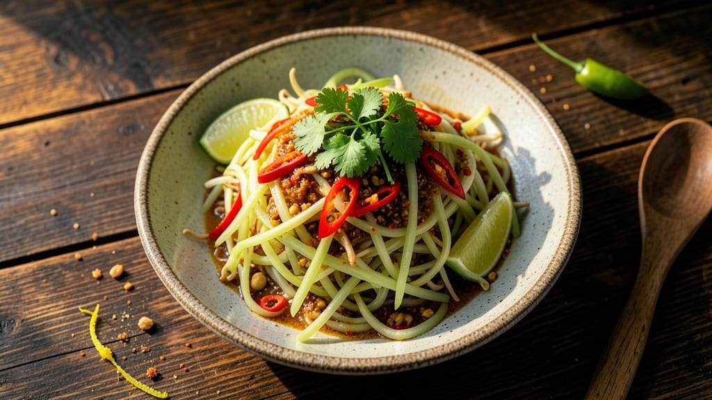 Authentic Thai Green Papaya Salad Recipe: Tangy, Spicy, Crunchy Balance in 20 Minutes
