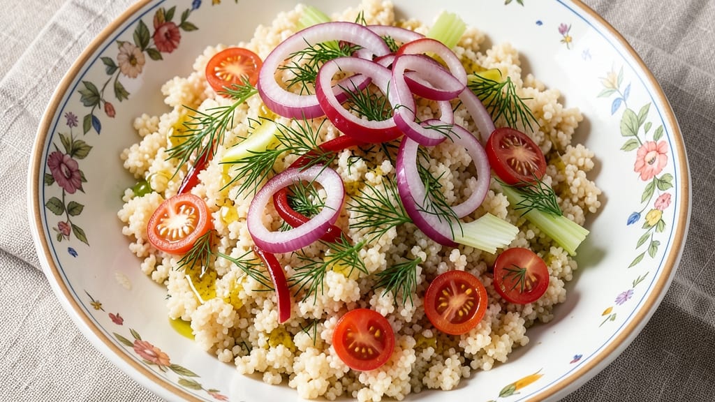 Cold Couscous Salad Recipe: Crispy Celery Crowns Over Creamy Lemon-Dill Bliss