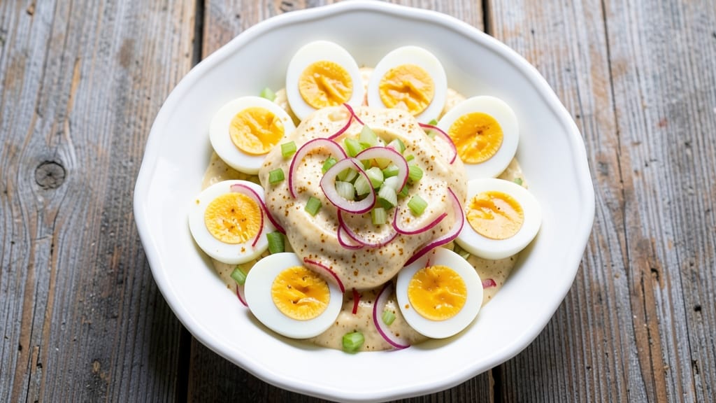 Egg Salad Recipe With Relish and Mustard: Crisp Celery Crowns Over Tangy Zesty Kick