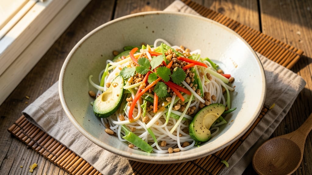Asian Cabbage Noodle Salad Recipe: Crunchy Rice Noodles With Tangy Peanut-Lime Dressing