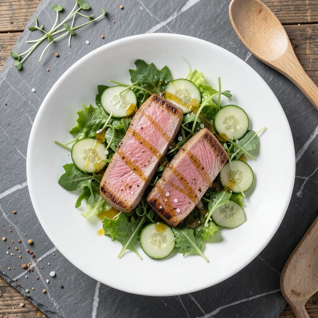 Ahi Tuna Steak Salad Recipe: Seared Rare with Citrus-Lime Zing