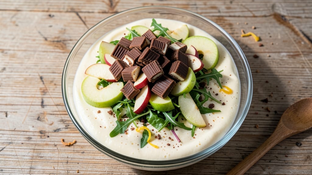 Apple Snickers Salad Recipe With Pudding: Warm Caramelized Apples and Chocolatey Layers