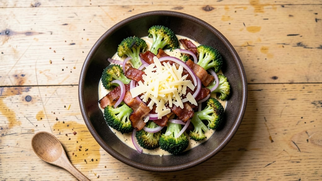 Broccoli Salad With Bacon Red Onion And Cheddar Cheese Recipe: Crispy Bacon and Sharp Cheddar Crunch