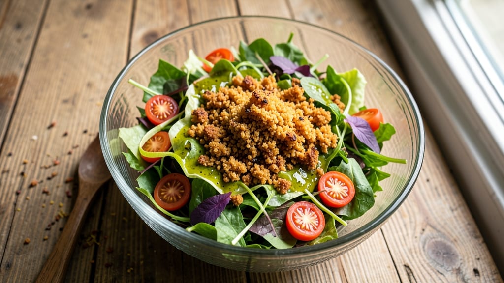 Brazilian Green Salad Recipe: Crispy Farofa and Citrus Zing