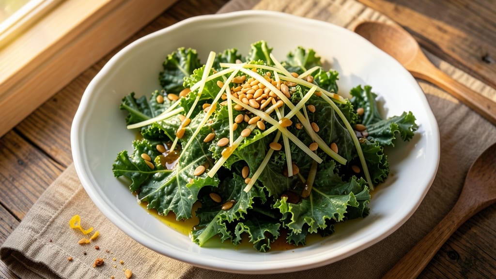 Blue Apron Kale Salad Recipe: Crispy Celery Crowns Over Creamy Tahini Dressing