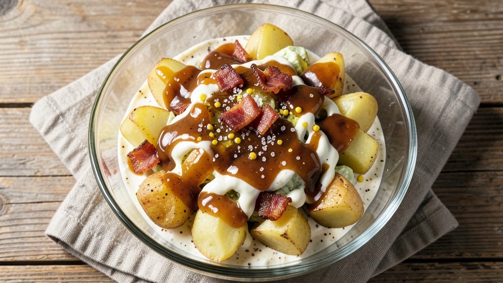 Buddy's BBQ Potato Salad Recipe: Smoky-Sweet BBQ Dressing Over Creamy Spuds