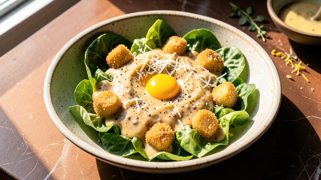Authentic Italian Caesar Salad Recipe: Crispy Celery Crowns Over Garlicky Anchovy Dressing