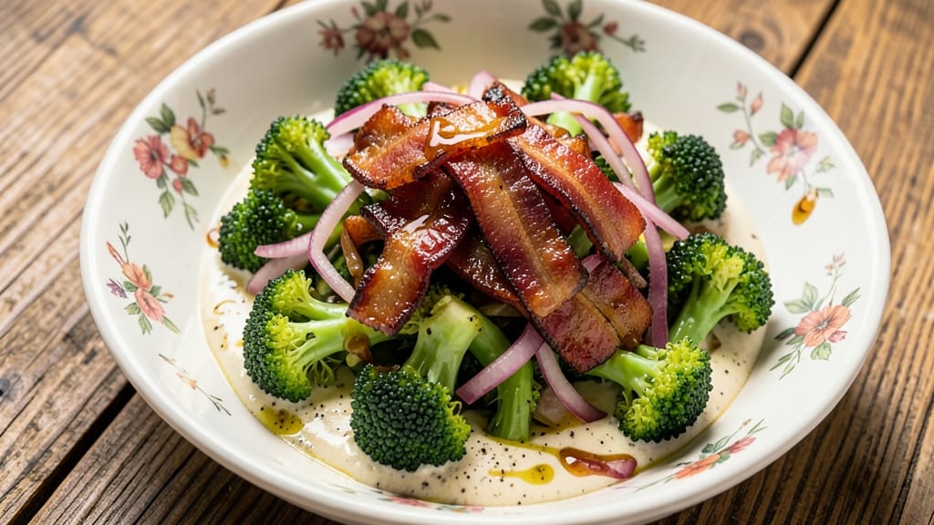 Broccoli Bacon Red Onion Salad Recipe: Crispy Bits and Tangy Dressing Harmony