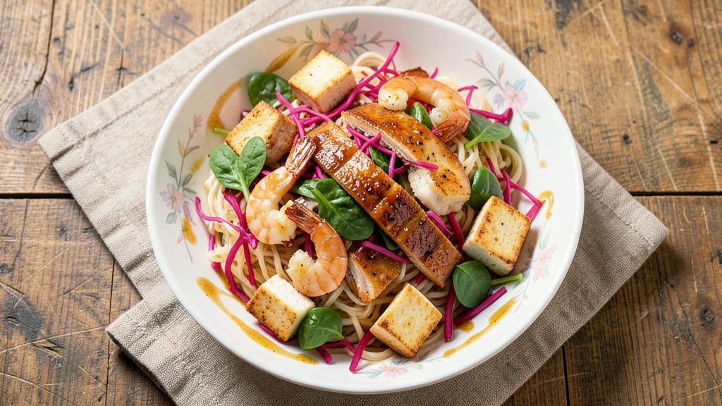 Asian Oriental Salad Recipe: Crunchy Rice Noodles With Tangy Sesame Dressing
