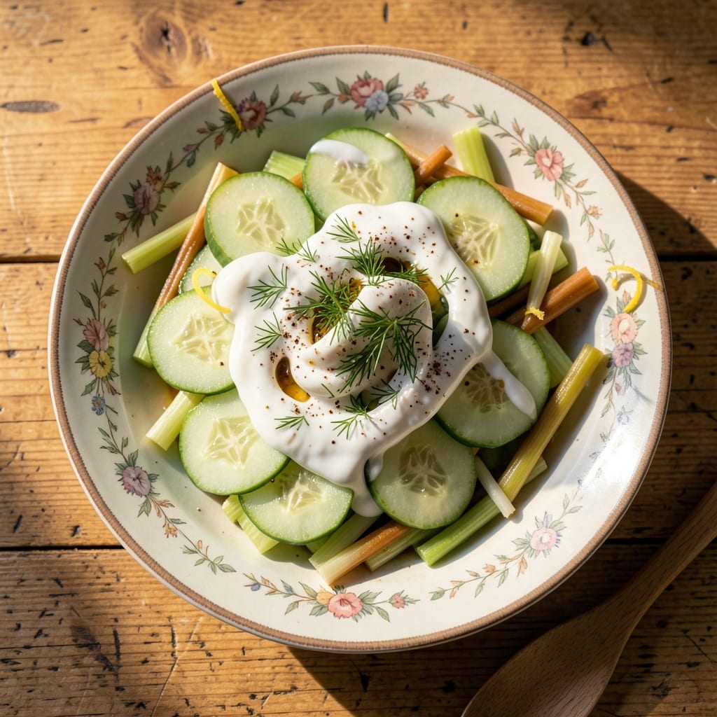1904 Salad Recipe: Vintage Celery-Dill Crunch With Yogurt Dressing